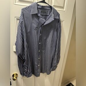 Balenciaga Men's Navy Striped Button Down Shirt